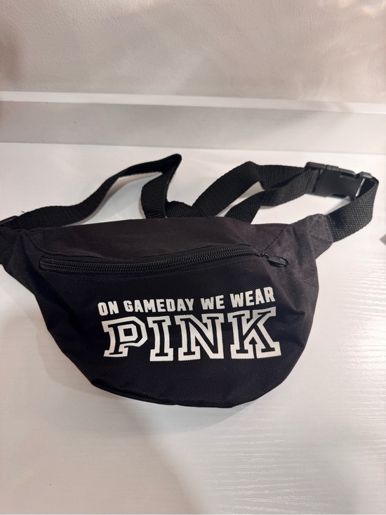 PINK Victoria's Secret Handbags - PINK Victoria's Secret Black Waist Bag with White Slogan